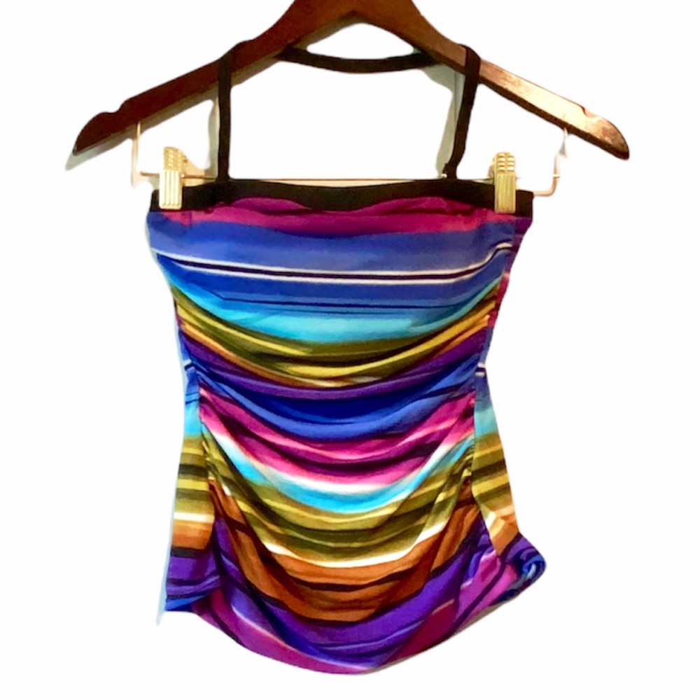 Vintage 90's Multicolored Striped Tube Top Bikini Womens Size 6